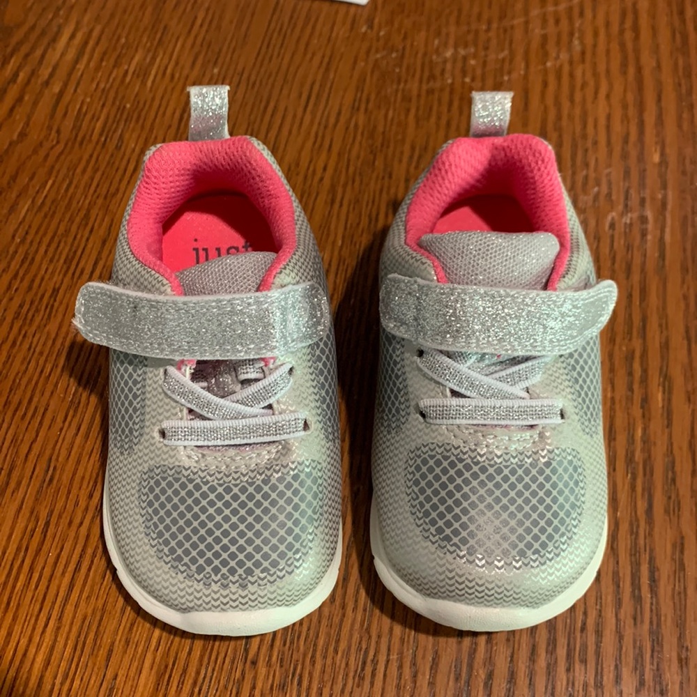Brand new silver sparkle pink Just One You Carters girl toddler shoes size 4